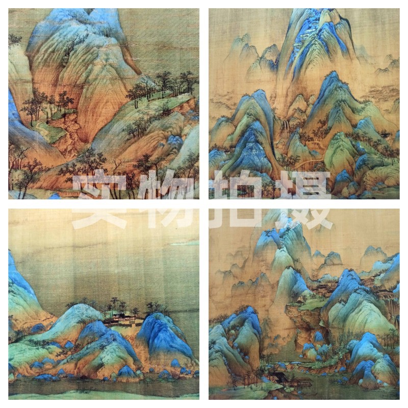 I9AT王希孟《千里江山图》全卷名家山水画长卷真迹高仿复制风景画