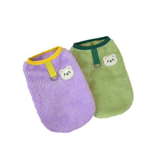 Pet clothes, new dog clothes, Pomeranian cute pet dog clothes, hanging traction warm clothes, full bear vest