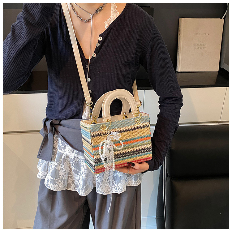 Femmes Faux Cuir Arc-En-Ciel Vêtement De Rue Paille Carré Fermeture Éclair Sac Diane display picture 11