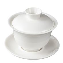德化羊脂玉白瓷單個蓋碗茶杯陶瓷手工大號泡茶器家用功夫三才茶碗