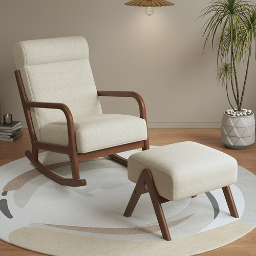 Nordic rocking chair adult nap balcony leisure chair solid wood lazy lounge chair living room home leisure sofa rocking chair