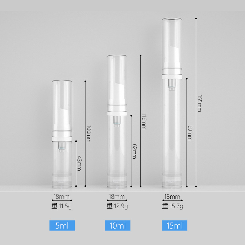 5ml 10ml 15ml botella de vacío de crema de ojos transparente comprime portátil botella de subenvasado botella de muestra pequeña suministro del fabricante