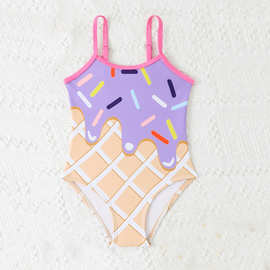 2026跨境亚马逊新款儿童游泳衣可爱女童连体中小童女孩比基尼泳装