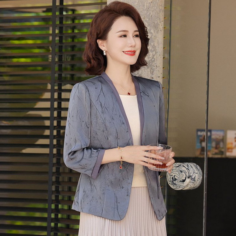 妈妈小西装外套春秋洋气中老年女秋装贵夫人品牌上衣喜婆婆婚宴装|undefined