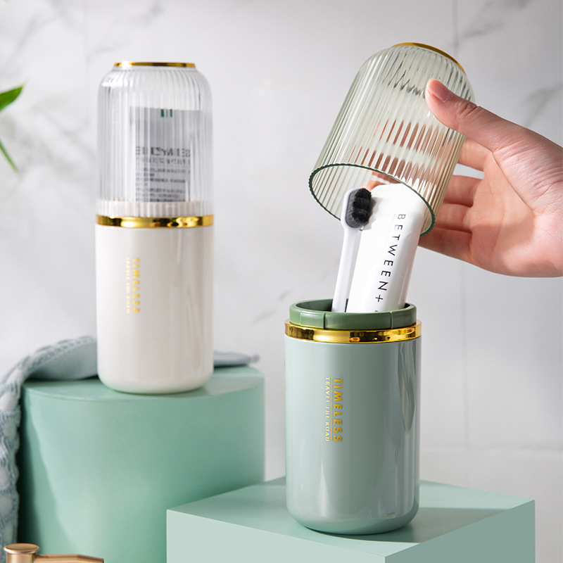 Nuevo hogar chapado en oro enjuague bucal taza traje pareja conveniente viaje cepillo de dientes caja pasta de dientes almacenamiento viaje de negocios traje de lavado