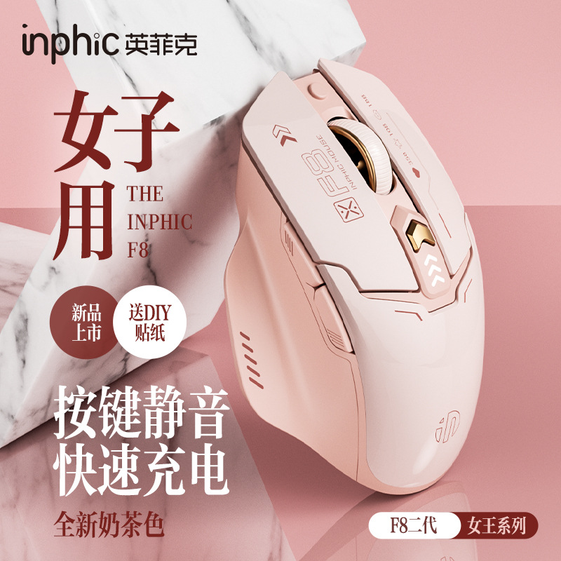 INPHIC F9 Mecha Ratón inalámbrico Carga silenciosa y silenciosa Juegos de oficina Computadora portátil