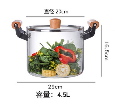 Mango de hierro vidrio estofado sopa olla doble mango transparente olla eléctrica cerámica estufa sopa pequeña cocina olla fideos olla múltiples especificaciones