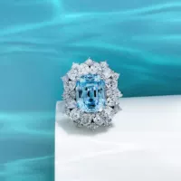 Внешняя торговля Трансграничное серебро S925 европейское и американское кольцо аквамарин высокоуглеродистый сверл 4 карата кольца муассанит