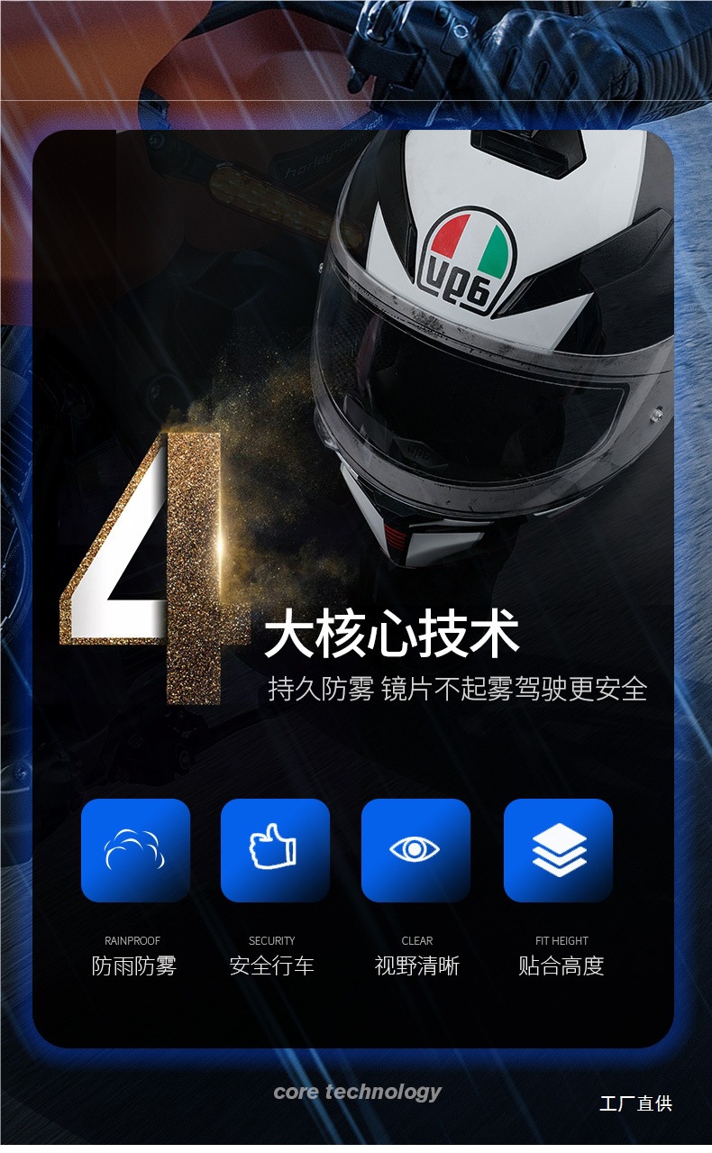 Electric Motorcycle Helmet Rainproof Film Waterproof Anti-Fog Film Full Half Helmet Windproof Goggles Anti-Fog Film Lens Universal