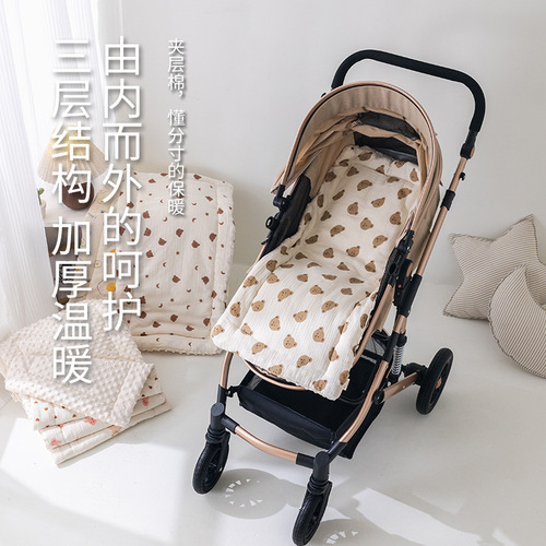 Baby stroller cushion, autumn and winter thickened pure cotton gauze flannel non-slip baby-specific stroller cotton pad small mattress