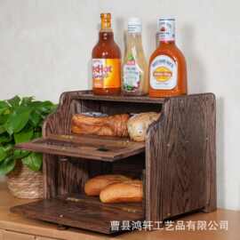 木质面包收纳展示盒子家用餐厅甜品店面包糕点收纳箱多层多功能箱