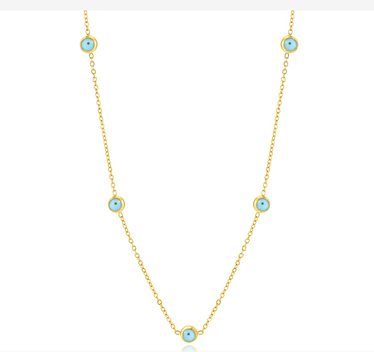 6g Weight Vacuum Plating Gold Plating Process 304 Stainless Steel Pendant Material Zircon Inlay Material Wholesale Jewelry Fashion Devil'S Eye 304 Stainless Steel Zircon Plating Necklace