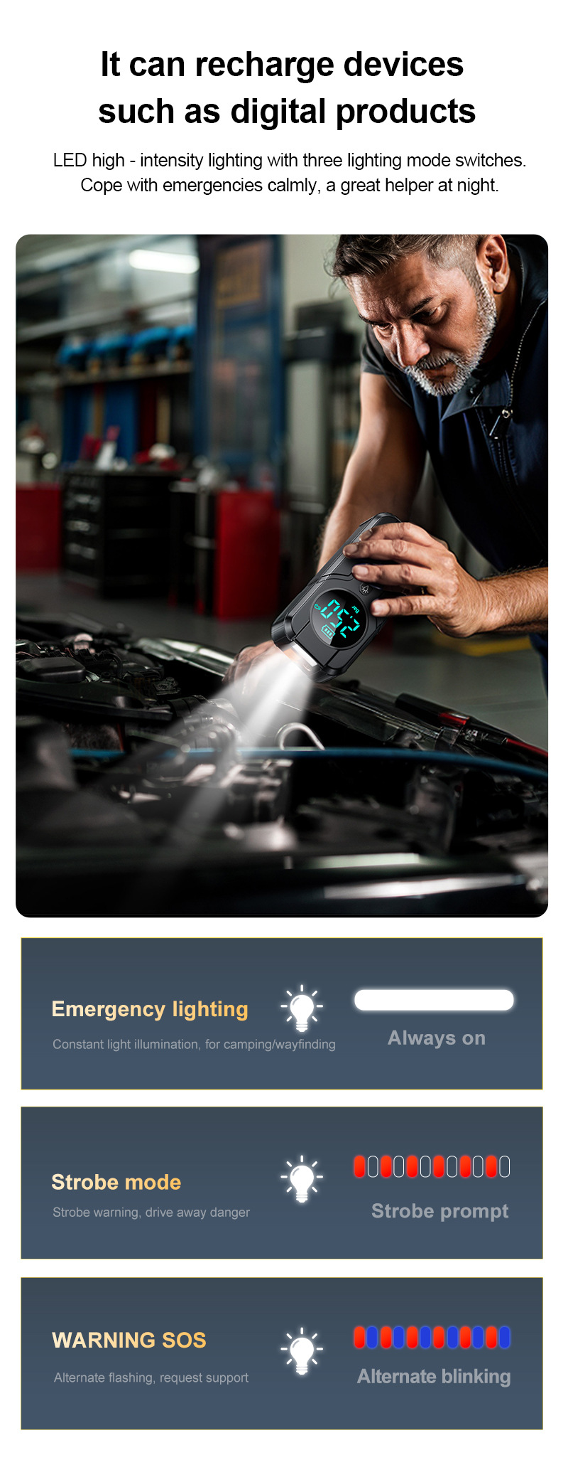 ［1920］Cross-Border New Model Emergency Power Bank All-In-One Device, Air Compressor, Jump Starter, Power Bank, Air Pump