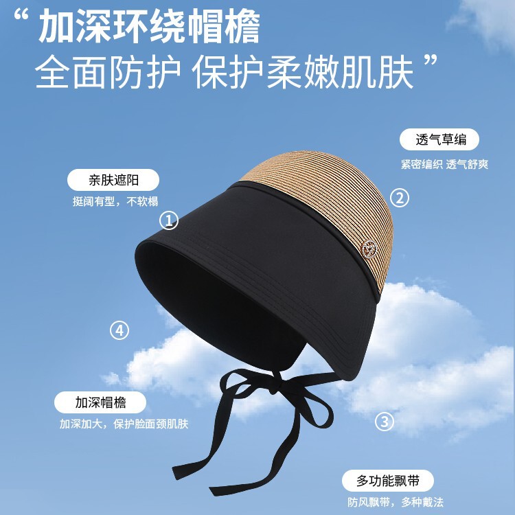 A standard Japanese large eaves bucket fisherman hat lady summer travel UV-proof sunshade foldable sunscreen grass A standard Japanese large eaves bucket fisherman hat lady summer travel UV-proof sunshade foldable sunscreen grass