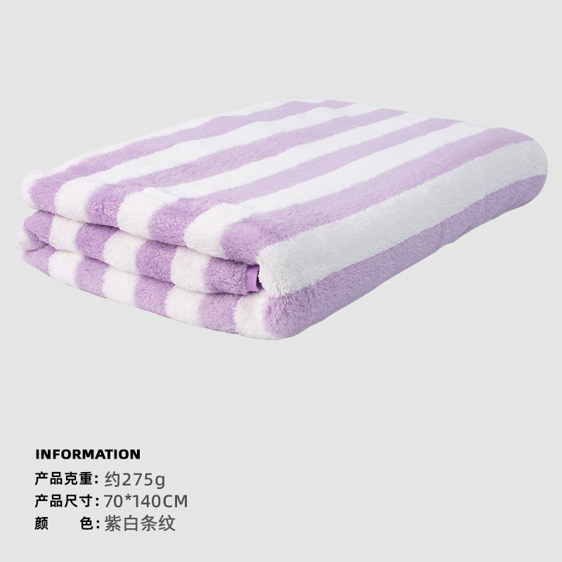 Toallas de baño de lana de coral a rayas para adultos, toallitas de playa personalizadas para bebés, toallas de baño al por mayor