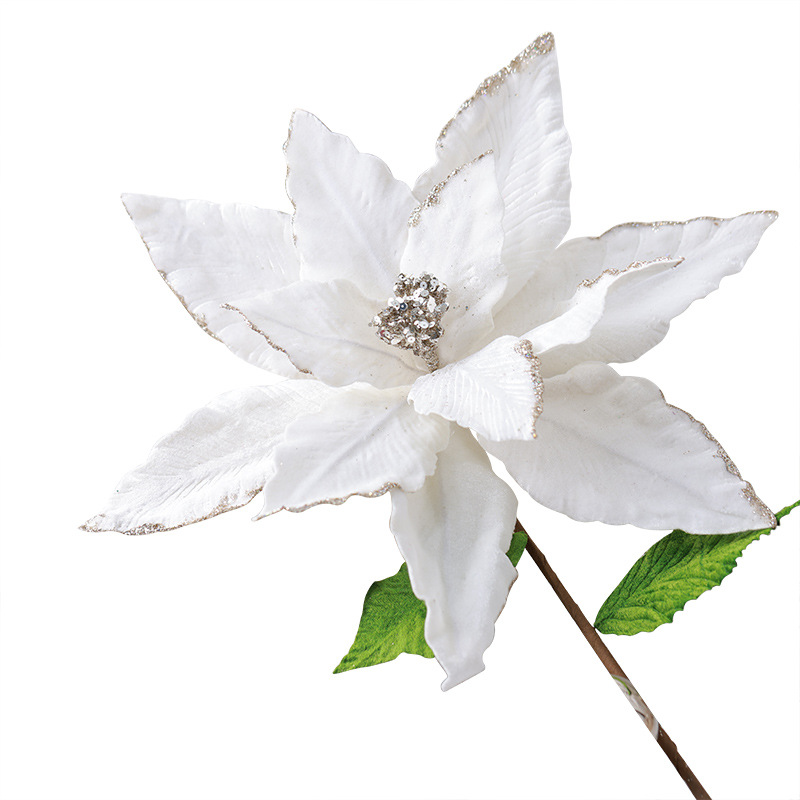 Buscando nuevos productos transfronterizos de flores de Navidad 40cm super grandes de alto grado teñido fijo flor de simulación decoración del árbol de Navidad