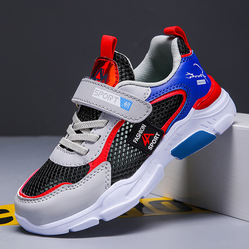 Boys' Air-Permeable Mesh Spring and Summer Running Shoes for Middle and Large Children/Pupils - Lightweight and Breathable with Open-Mesh Upper
