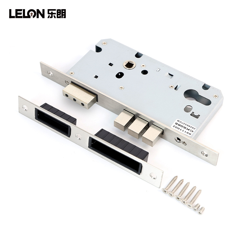 Exportación de comercio exterior cuerpo de cerradura magnética silenciosa 6085 cuerpo de cerradura de núcleo de acero inoxidable cerradura dividida accesorios de cerradura de puerta interior