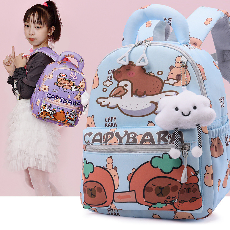 Carita encantadora mochila de niñas Kapibara, mochila transpirable de dibujos animados, mochila de jardín de infantes, 3 años de edad, 5 años de edad, mochila de niños.