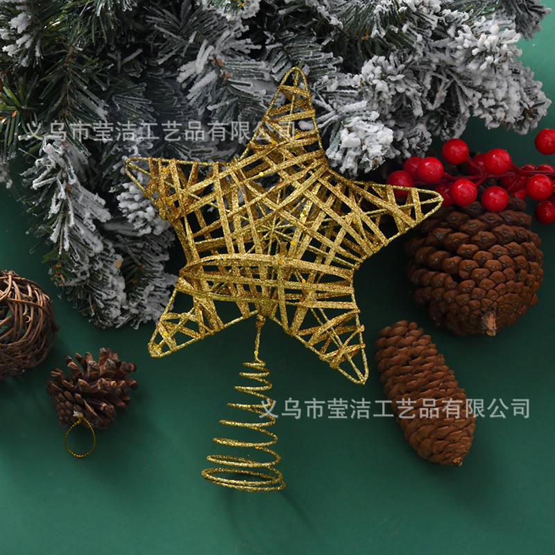 Suministro exclusivo transfronterizo 2026 de estrellas para la copa del árbol de Navidad, estrellas decorativas para la copa del árbol de Navidad, estrellas de hierro forjado, estrellas para la copa del árbol con diseño de guirnalda, Navidad.