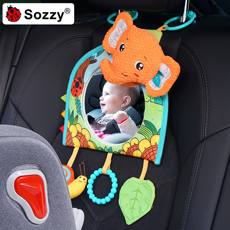 Sozzy Safety Seat Car Animal Mirror Toy Infant Newborn Rear Seat Mirror Baby Car Hanging Ornament
