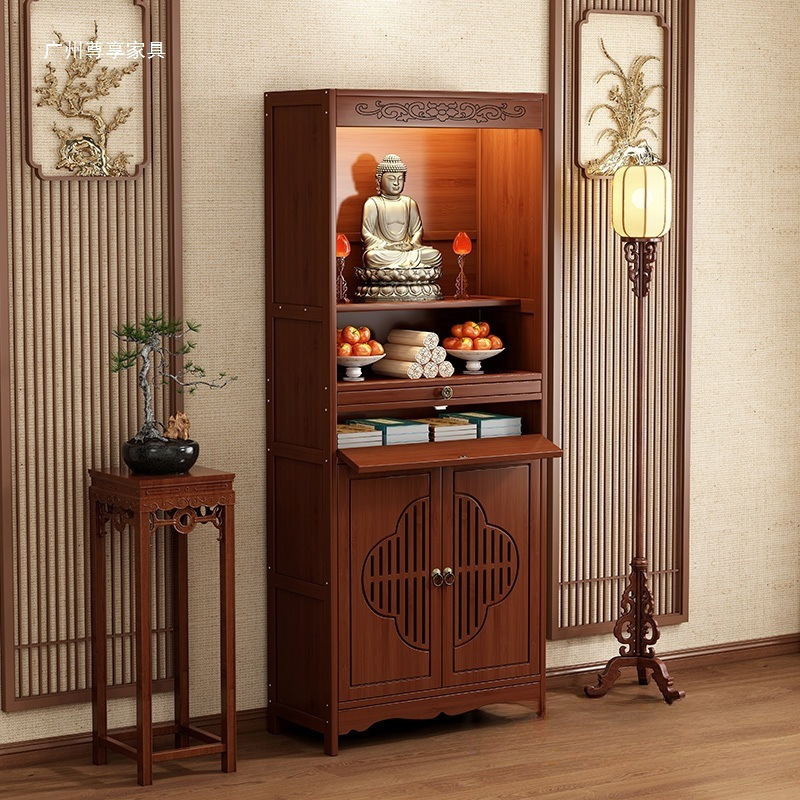 Altar Table with Doors, New Chinese-Style Standing Cabinet for Home Use, Multifunctional Shrine Table, Incense Table