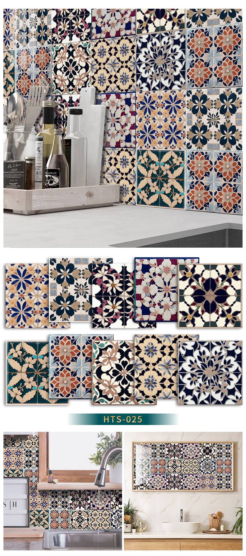 10 Pieces European Style Self-Adhesive Crystal Thickened Tile Stickers Waterproof Oil-Proof Kitchen Wall Decoration_voghion.com