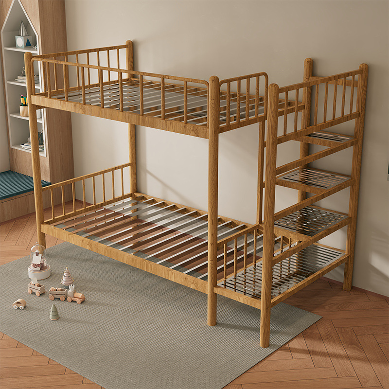 Oak color stainless steel bed frame + 13 beams