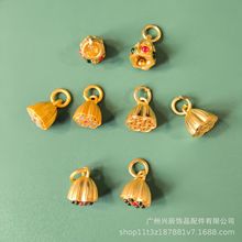 微嵌保色古法金莲花莲蓬莲子镂空饰品吊坠diy手链项链坠子配件