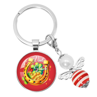 Cross-border German Good Luck Series Angel Pendant Viel Glück Four-leaf Clover Keychain Pendant Gift
