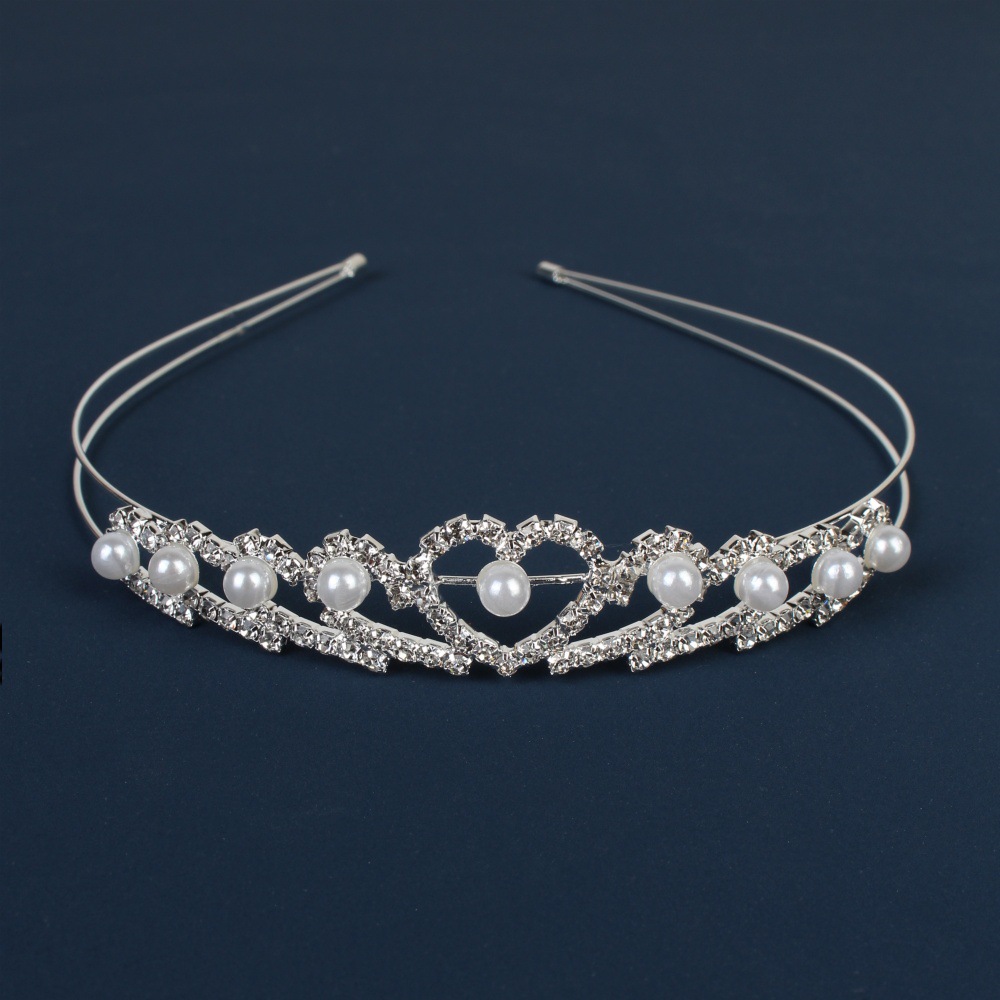 Comercio exterior transfronterizo coreano nupcial forma simple foto tocado perla rhinestone dulce diadema de diamante japonés y coreano diadema