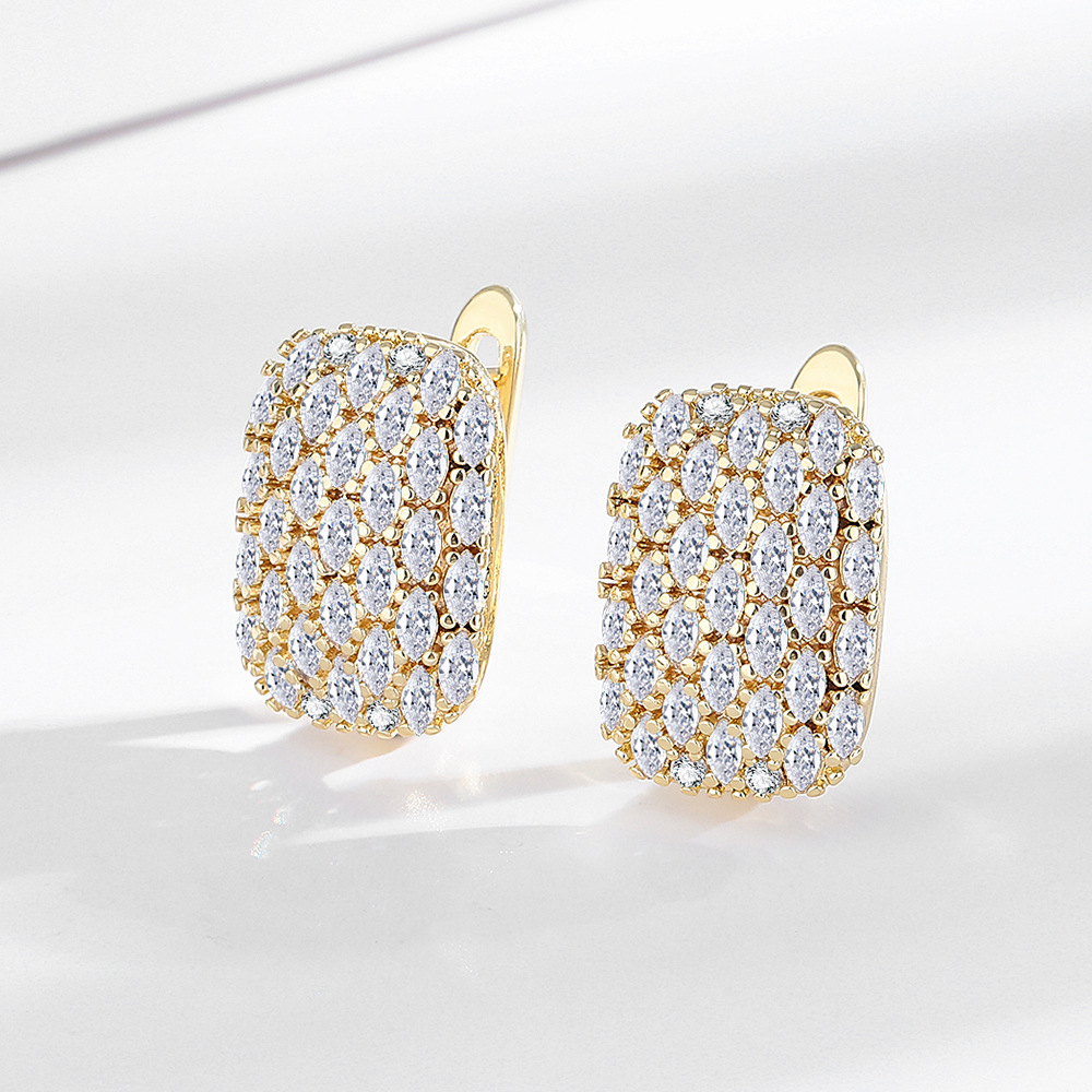 1 Pair Quantity Holiday, Daily Occasion Copper Material 1 Pair Elegant Glam Geometric Copper Zircon Hoop Earrings