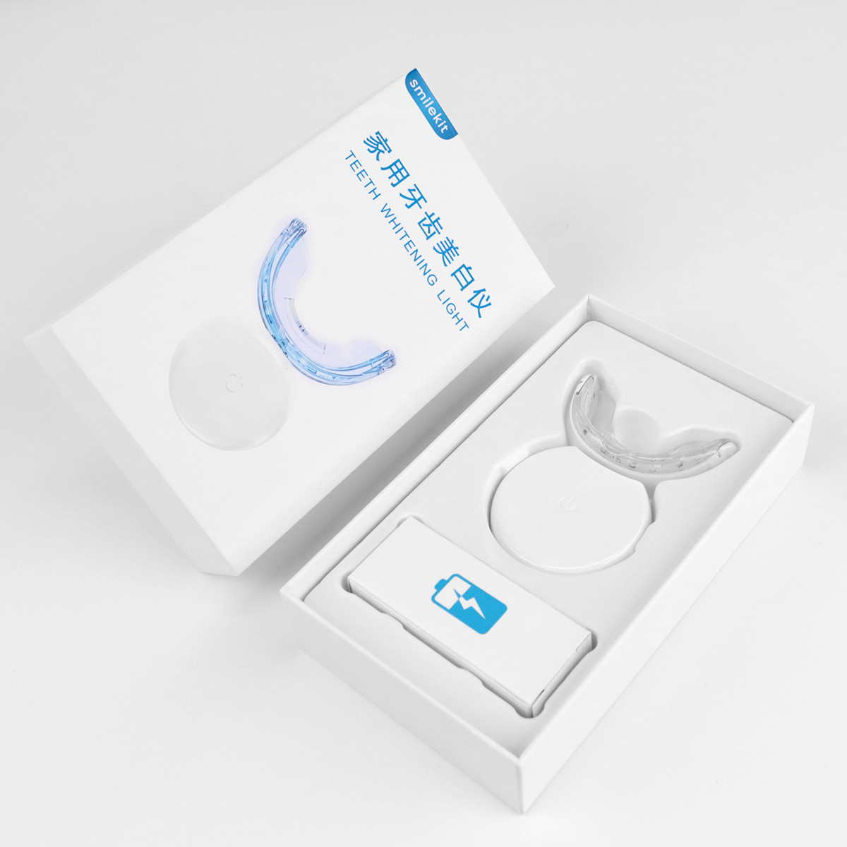 Smilekit, conjunto de blanqueador de dientes, limpiador de dientes, conjunto de limpiador de dientes con luz fría para el hogar