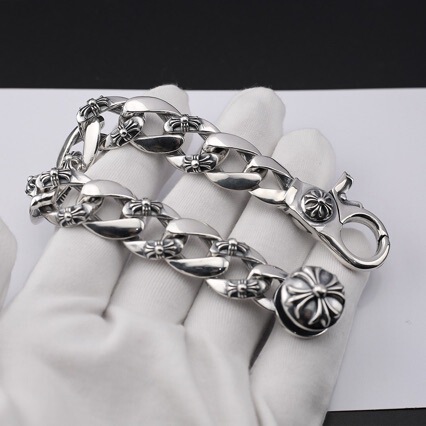 Vintage-Style Heavy-Duty Bracelet with Lobster Clasp and Cross Chain, Punk Design for Men and Women Vintage-Style Heavy-Duty Bracelet with Lobster Clasp and Cross Chain, Punk Design for Men and Women