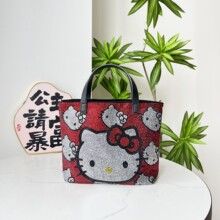 新款帆布手提包双面镶钻单肩包提通勤包跨境批发
