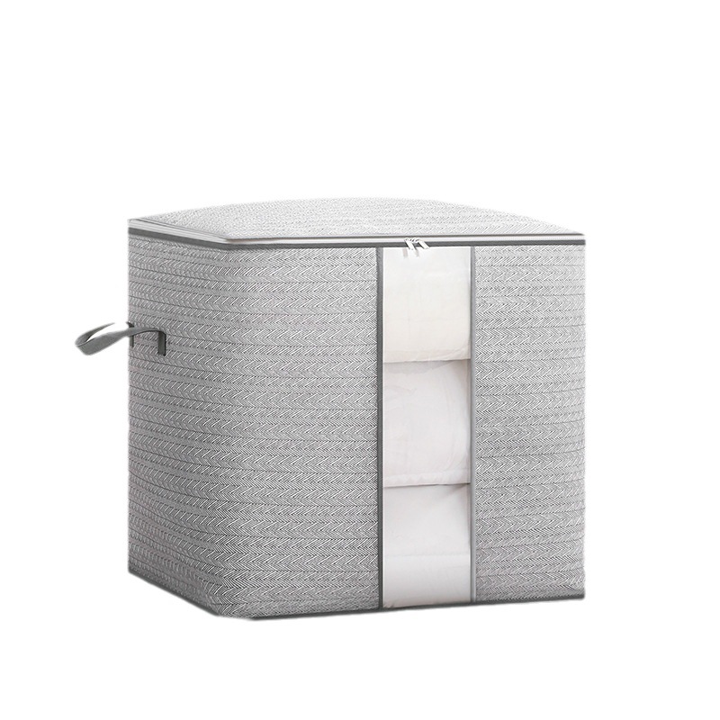 Bolsa de almacenamiento ventana flecha gris cremallera edredón de algodón bolsa de gran capacidad ropa de almacenamiento en el hogar embalaje edredón de algodón en movimiento