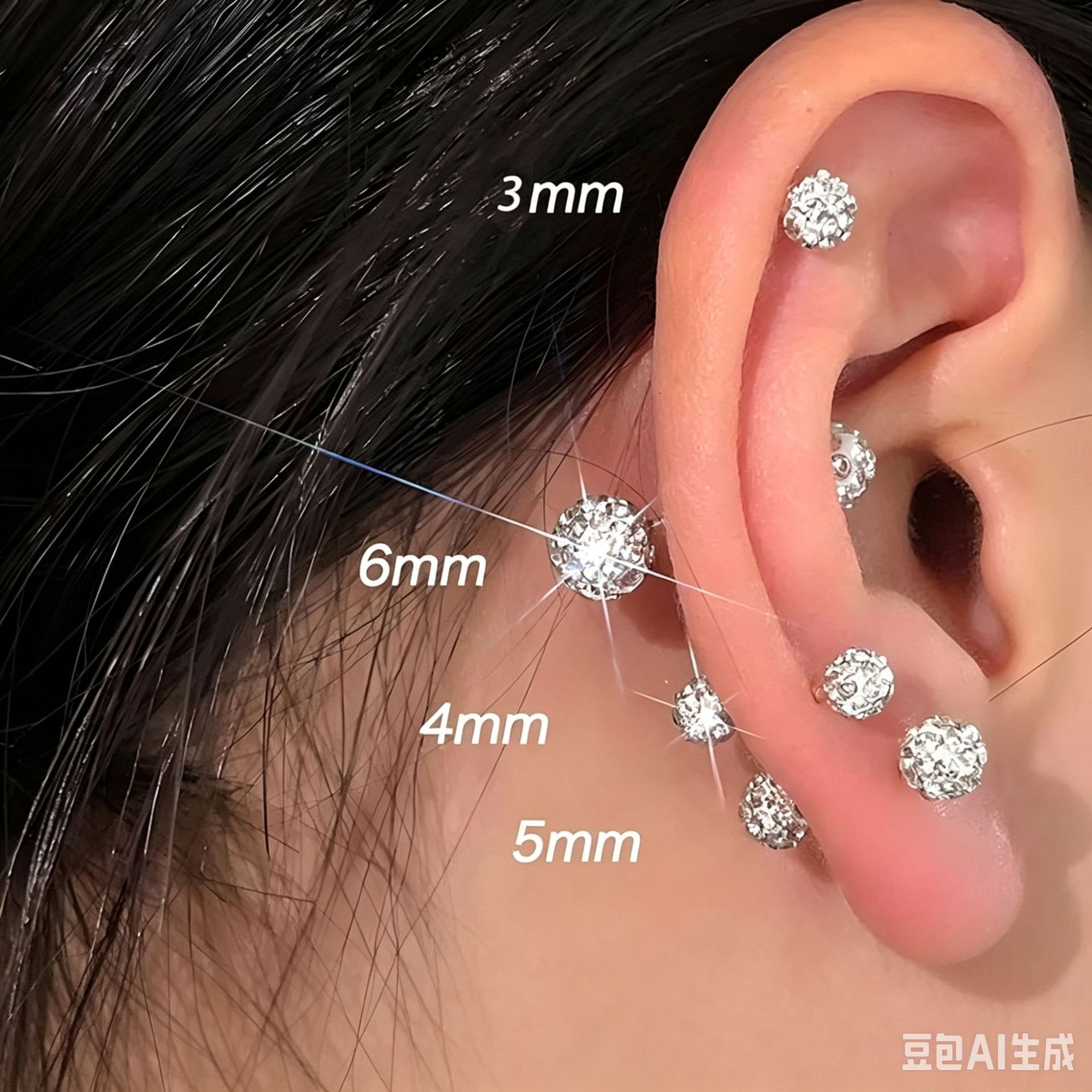 Titanium Steel Screw Thread Double-Ended Diamond-Studded Earrings, Fashionable Screw-On Anti-Drop Ear Studs for Men and Women