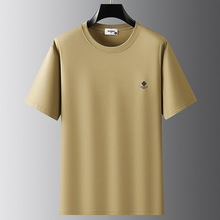 2025新款大码男装短袖体恤休闲精梳棉打底衫夏季胖子宽松圆领T恤