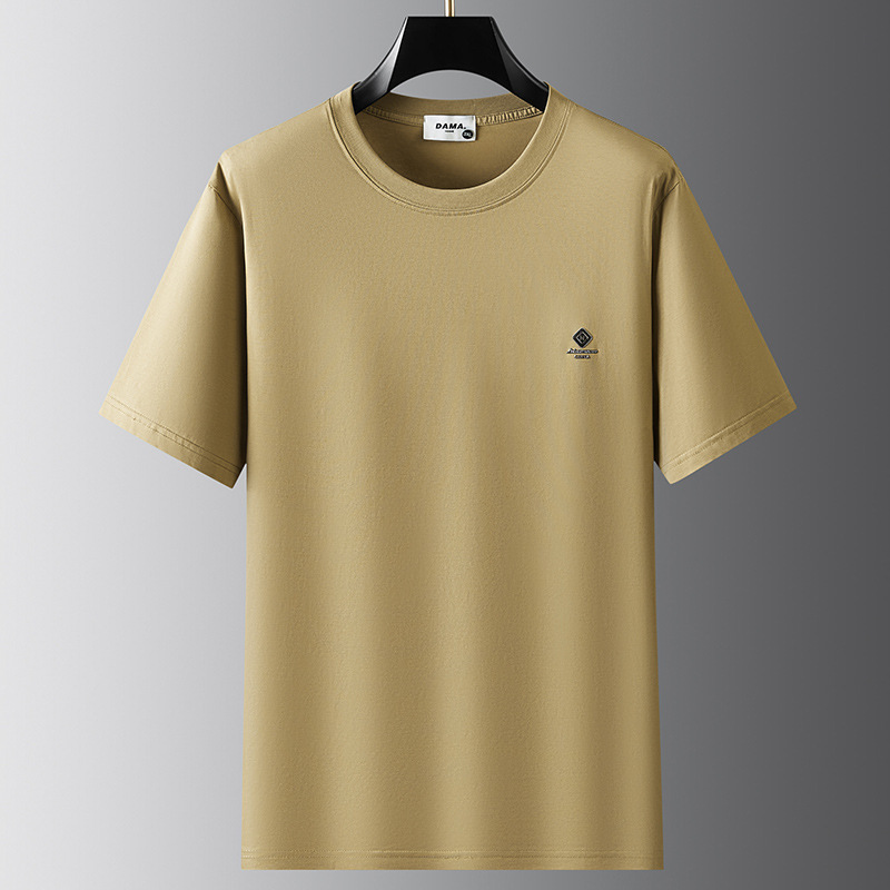 2025新款大码男装短袖体恤休闲精梳棉打底衫夏季胖子宽松圆领T恤