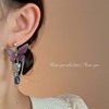 Purple earrings, long fashionable crystal from pearl with tassels, light luxury style