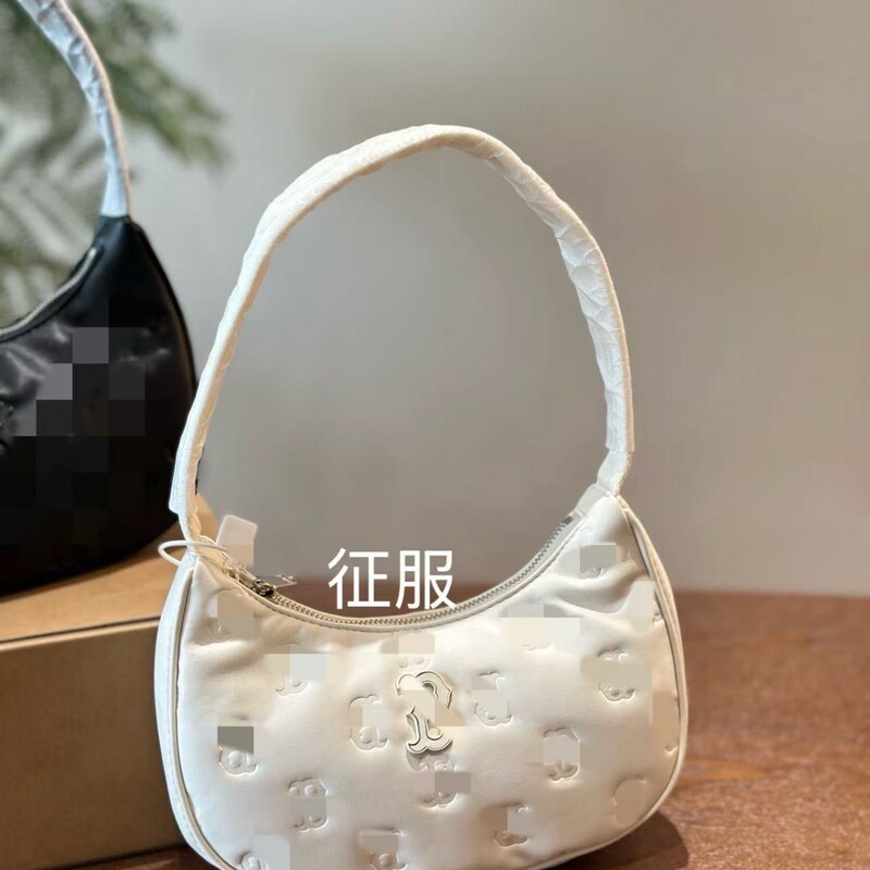 Korean Mlb 2025 New Embossed Cloud Underarm Bag Ny Fashion Versatile Letter Handbag Shoulder Crescent Women's Bag