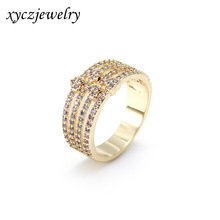 亞馬遜跨境時尚大氣指環手飾品銅電鍍女士戒指個性誇張鍍金戒指女