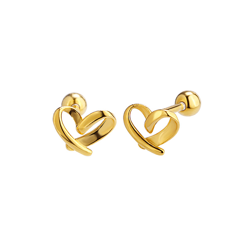3g Weight Ear Studs Classification 1 Pair 925 Sterling Silver Heart Shape Ear Studs