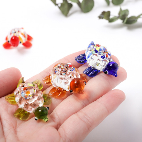 New Colorful Glass Craft Ornament Small Turtle Home Decor Aquarium Landscape Fish Tank Decoration
