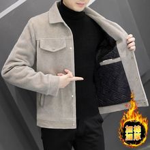 韩版青年男士毛呢夹克短款修身外套水貂加绒新款秋冬季加厚呢子