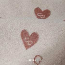 厚款 棕红色小爱心双面羊毛羊绒布料外套套装大衣半身裙时尚面料B