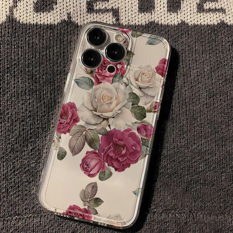 轻奢玫瑰适用于苹果16PROMAX手机壳iPhone15小众14高级感13软壳17|undefined