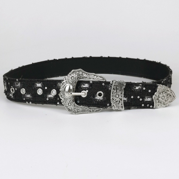Retro denim design belt