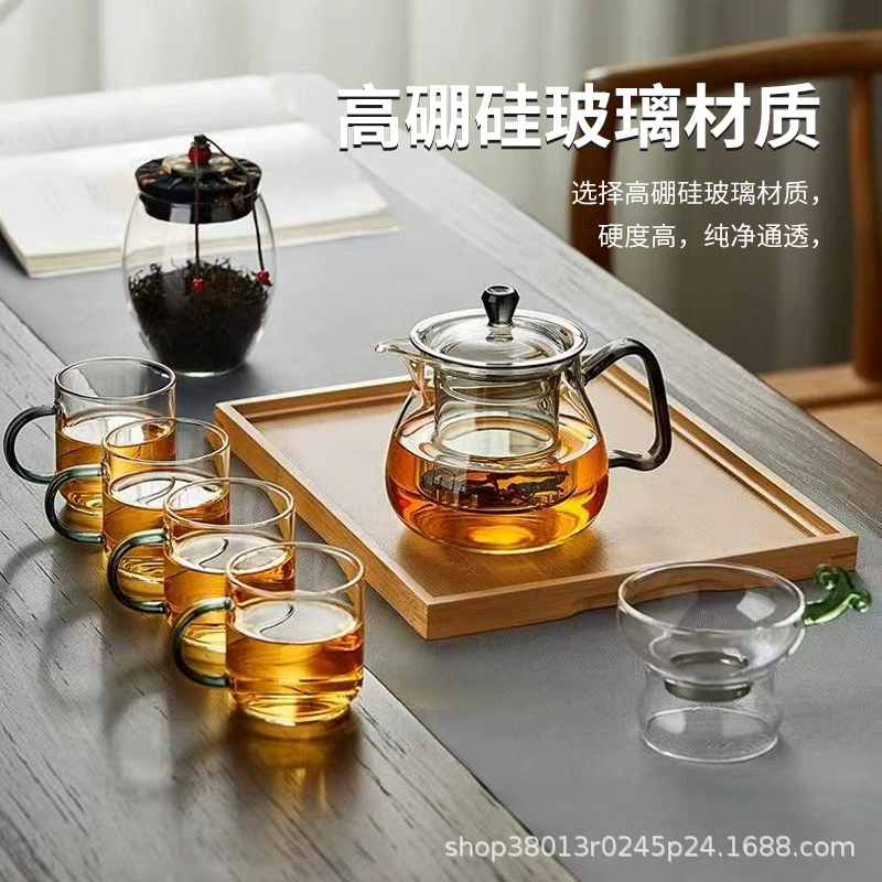 Glass teapot, flavored tea, green tea, tea set, increased thickness