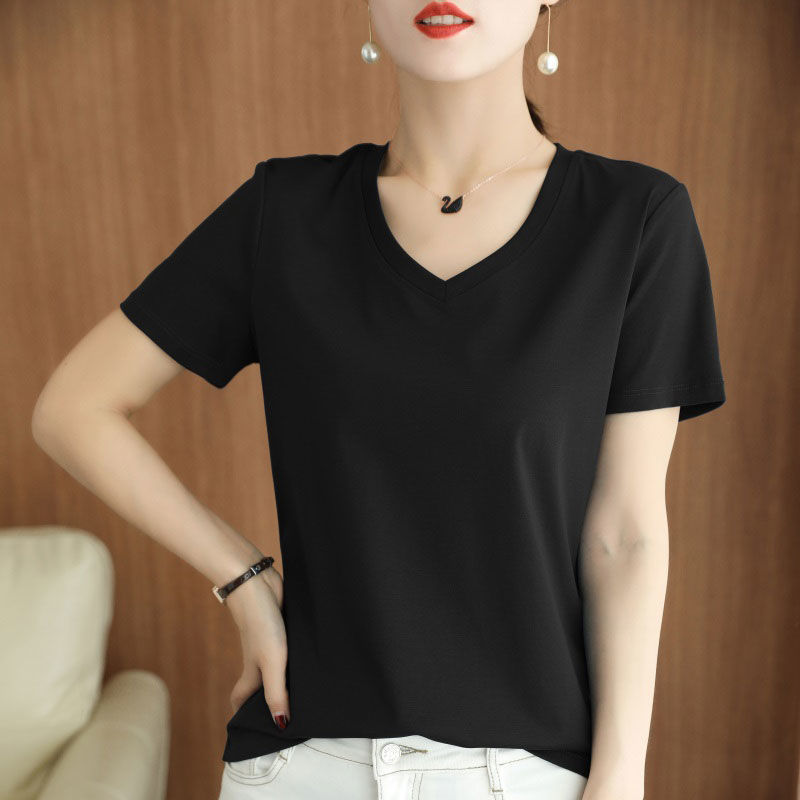 130番手シルケットコットン半袖Tシャツレディース綿100%トップス夏新作韓国版無地万能Tシャツベース|undefined